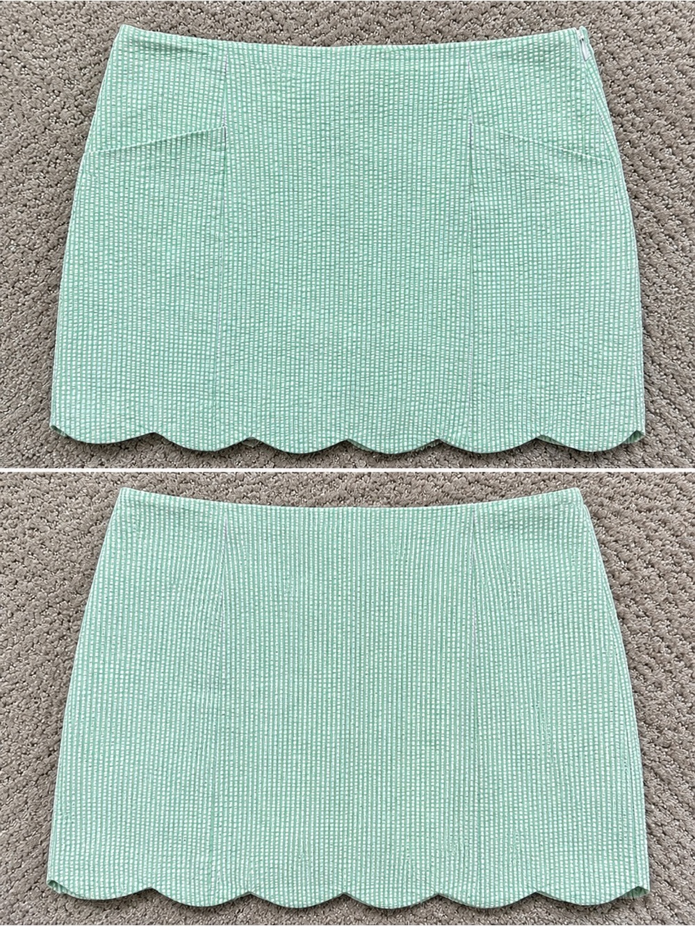 Lilly Pulitzer Mint Green & White Seersucker Scallop Hem Skort – Size 0